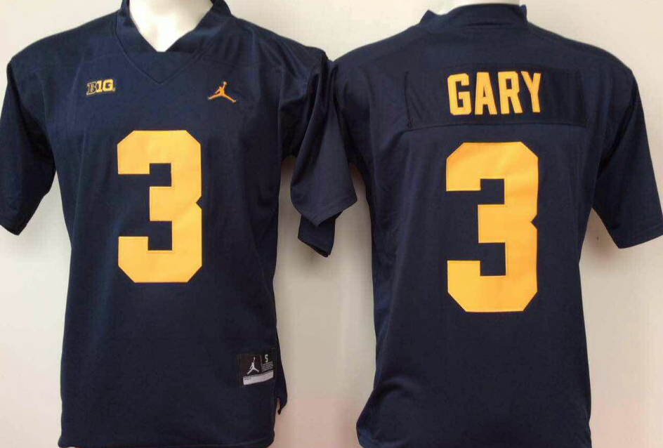 NCAA Men Michigan Wolverines Blue #3 gary style 2->->NCAA Jersey